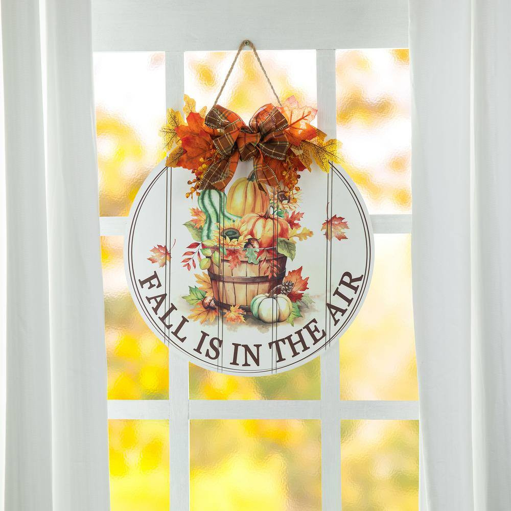 15 In. D Fall Wooden round Word Sign Door Hanger