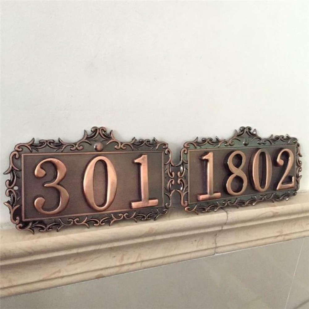 3-4 Numbers Letters Customized House Apartment Door Address Plaque Metal Copper