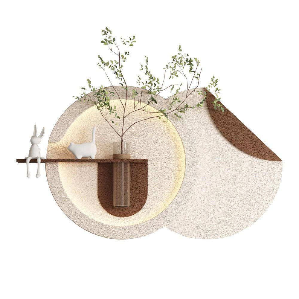 24 In. X 41 In. Light Coffee 3D Art Sculpture Wall Decor with Simulated Greenery