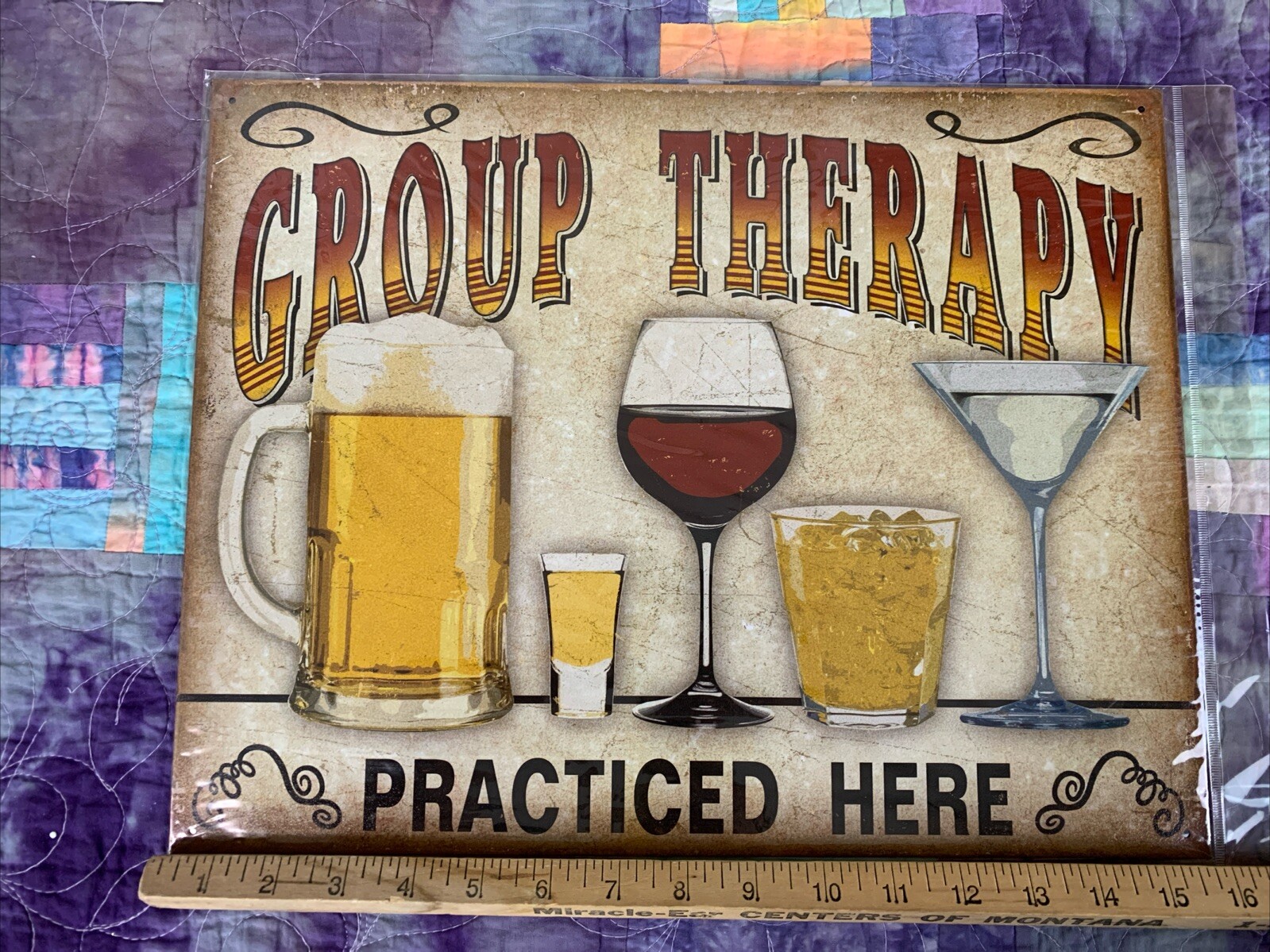 “Group Therapy Practiced Here” Funny Man Cave Beer Tin Bar Cafe Sign 16×12.5