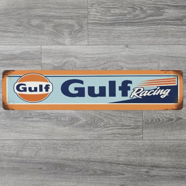 Gulf Racing 18″ x 4″ Vintage Novelty Metal Sign USA Made New!