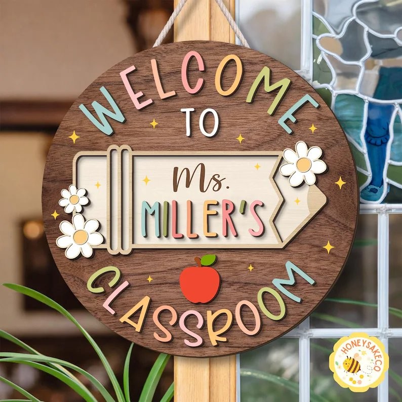 Personalized Teacher Name Door Sign, Teacher Appreciation Classroom Decor