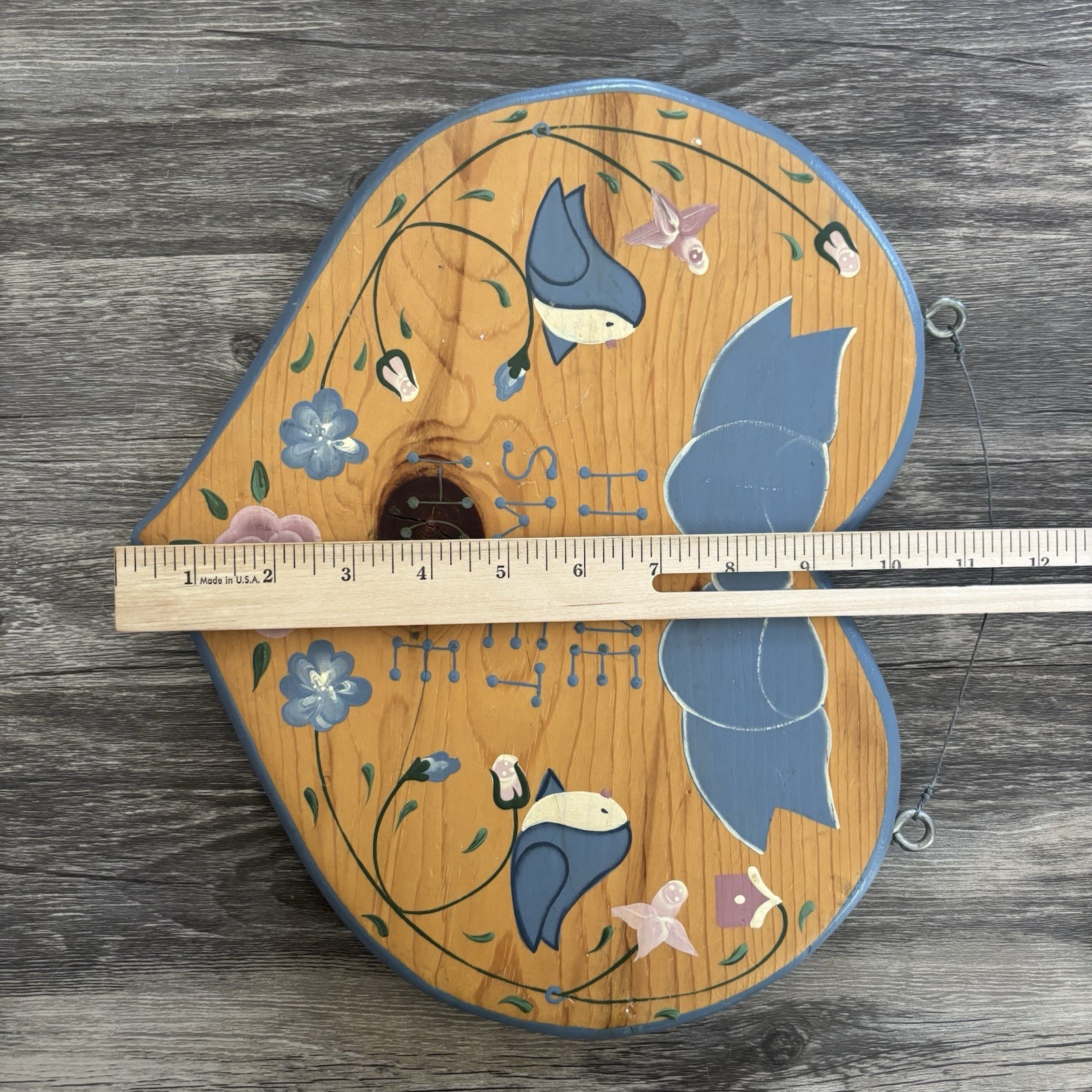 Vintage Country Blue Dusty Rose Birds Home Sweet Home Heart Sign Farmhouse Paint