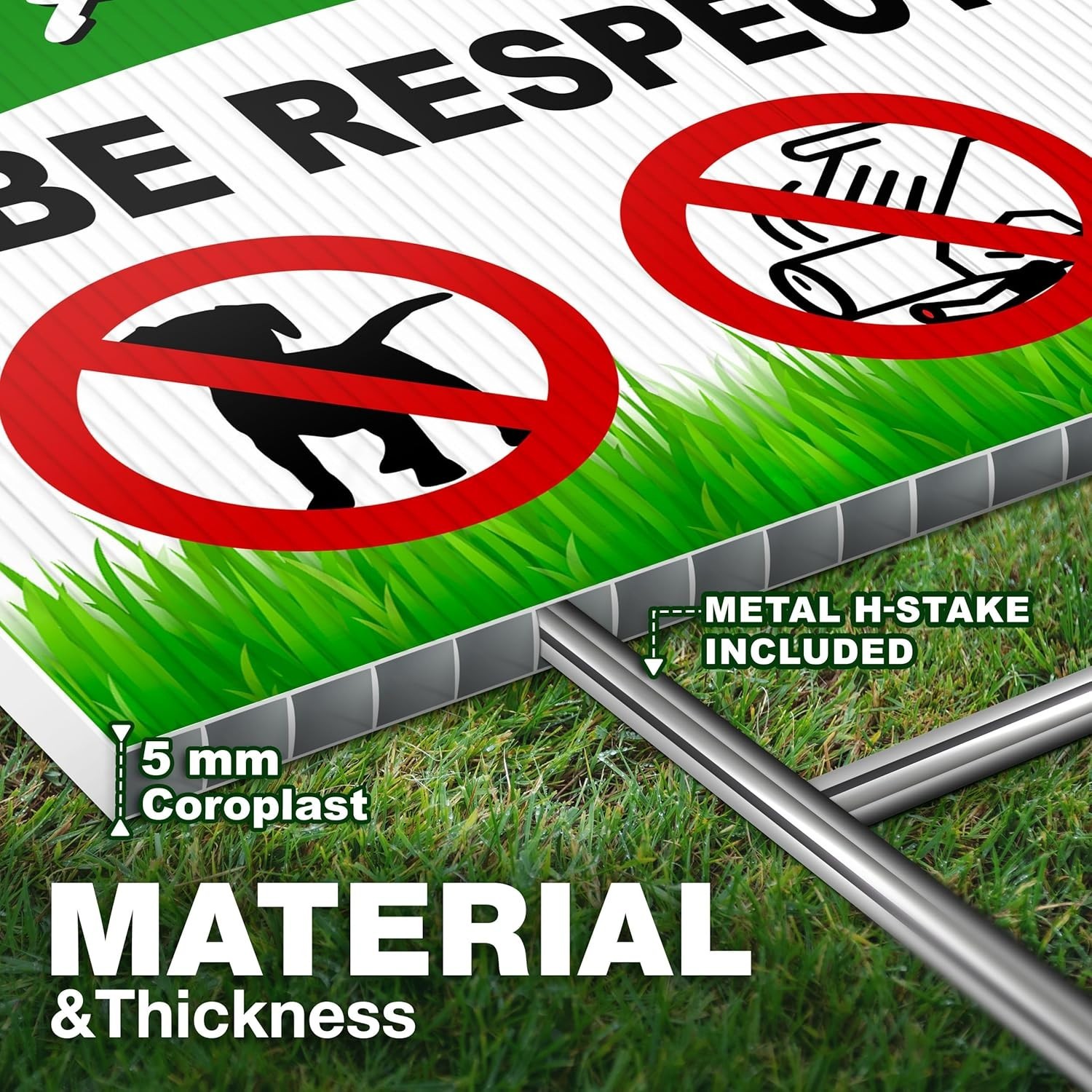 3 PC Keep Off Grass Dog Signs Yard Stake Outdoor Weatherproof 8×12 Double Sided