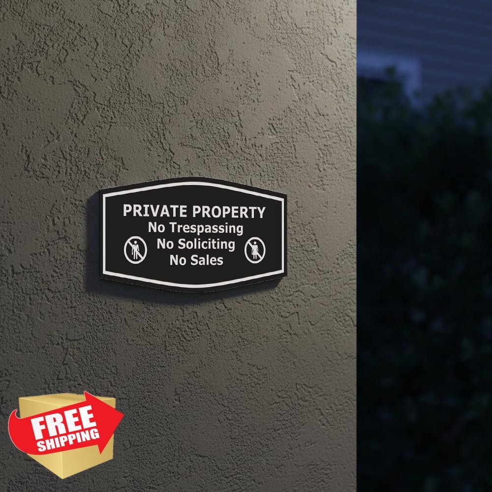 Signs ByLITA Ivory/Brown No Trespassing 2pk
