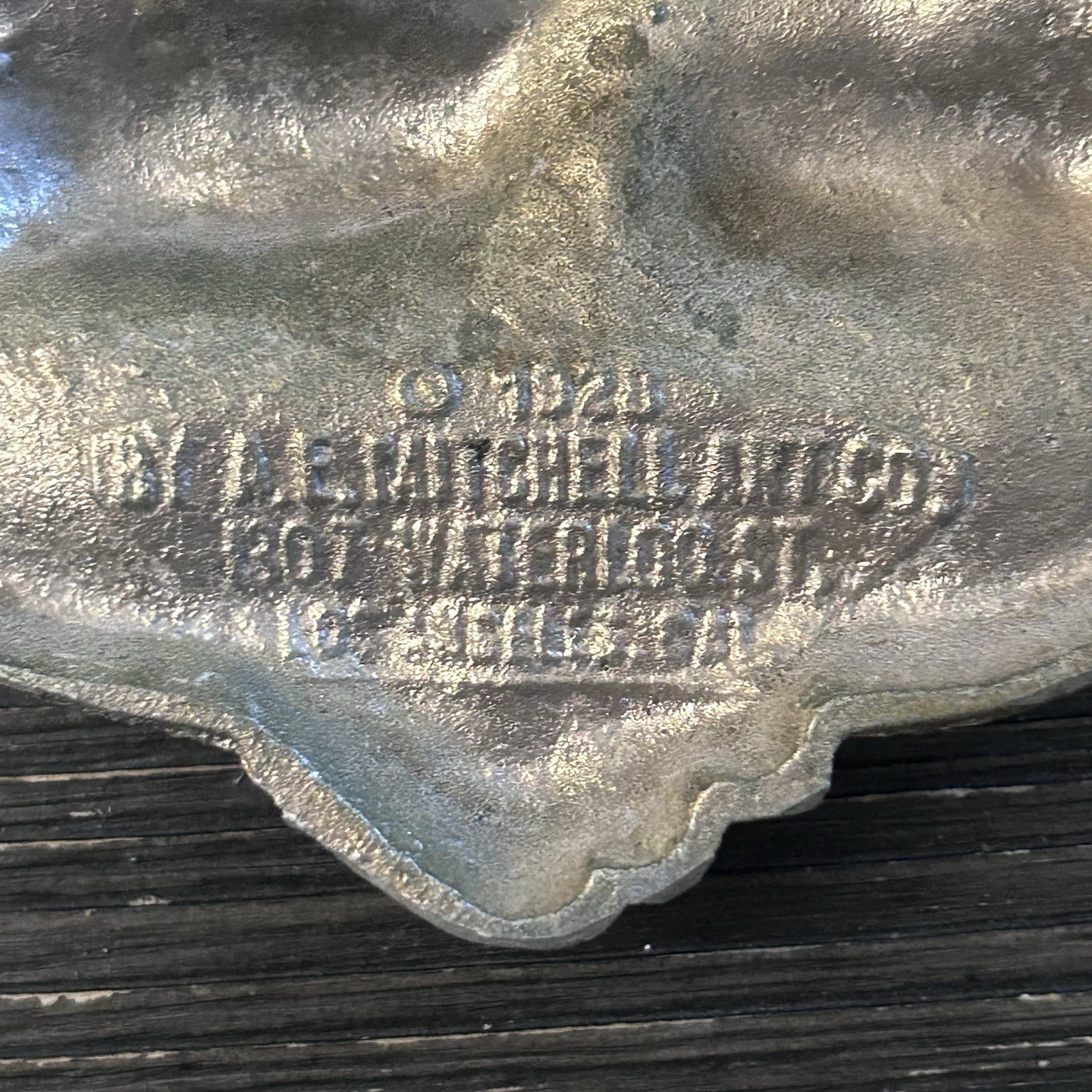 Vintage Metal Wall Plaque “Love Never Faileth” 1928 Ornate Floral Antique 4in