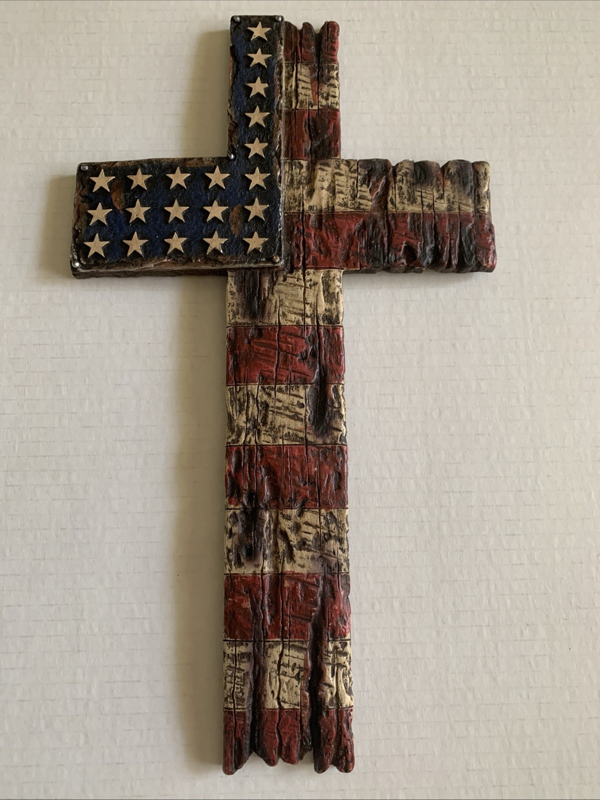 Rustic American Patriotic Flag 8in X 14in Hobby Lobby Wall Hanger Cross Decor