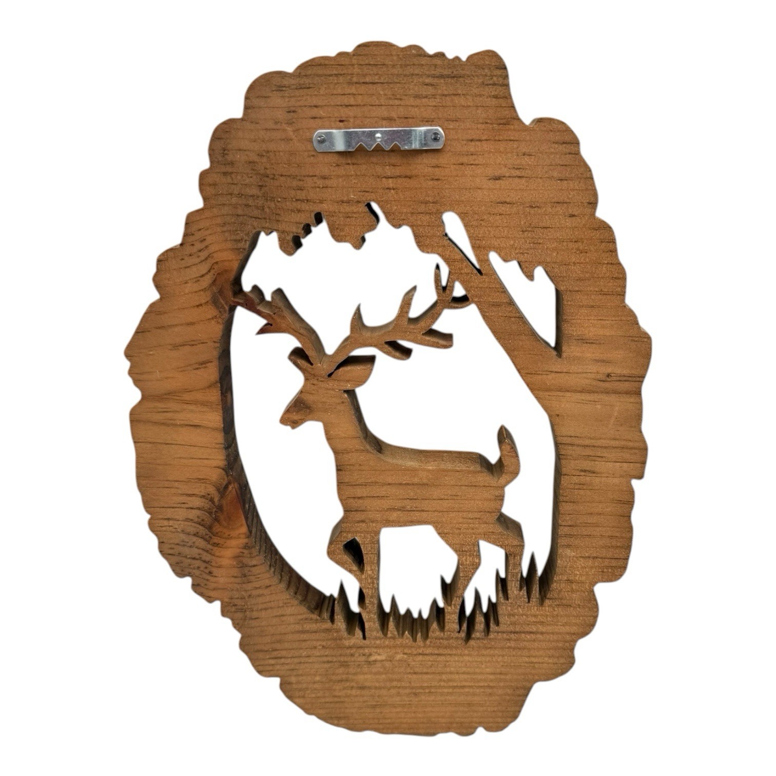 Wood Hand Carved Deer Buck Wall Plaque Art Hanging Vtg Hunting Rustic Cabin EUC