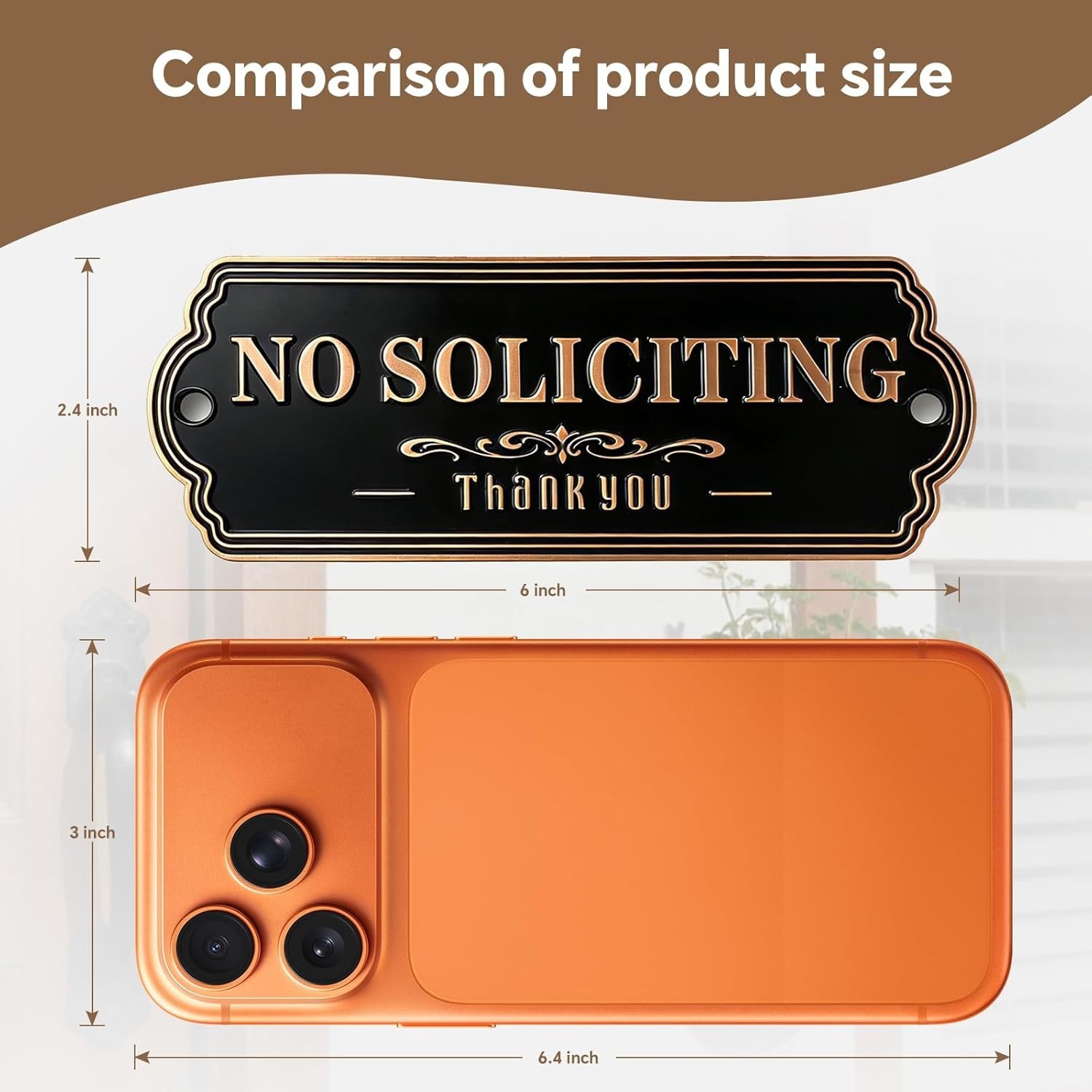 No Soliciting Sign Brass Durable No Soliciting Sign for Front Door House Office