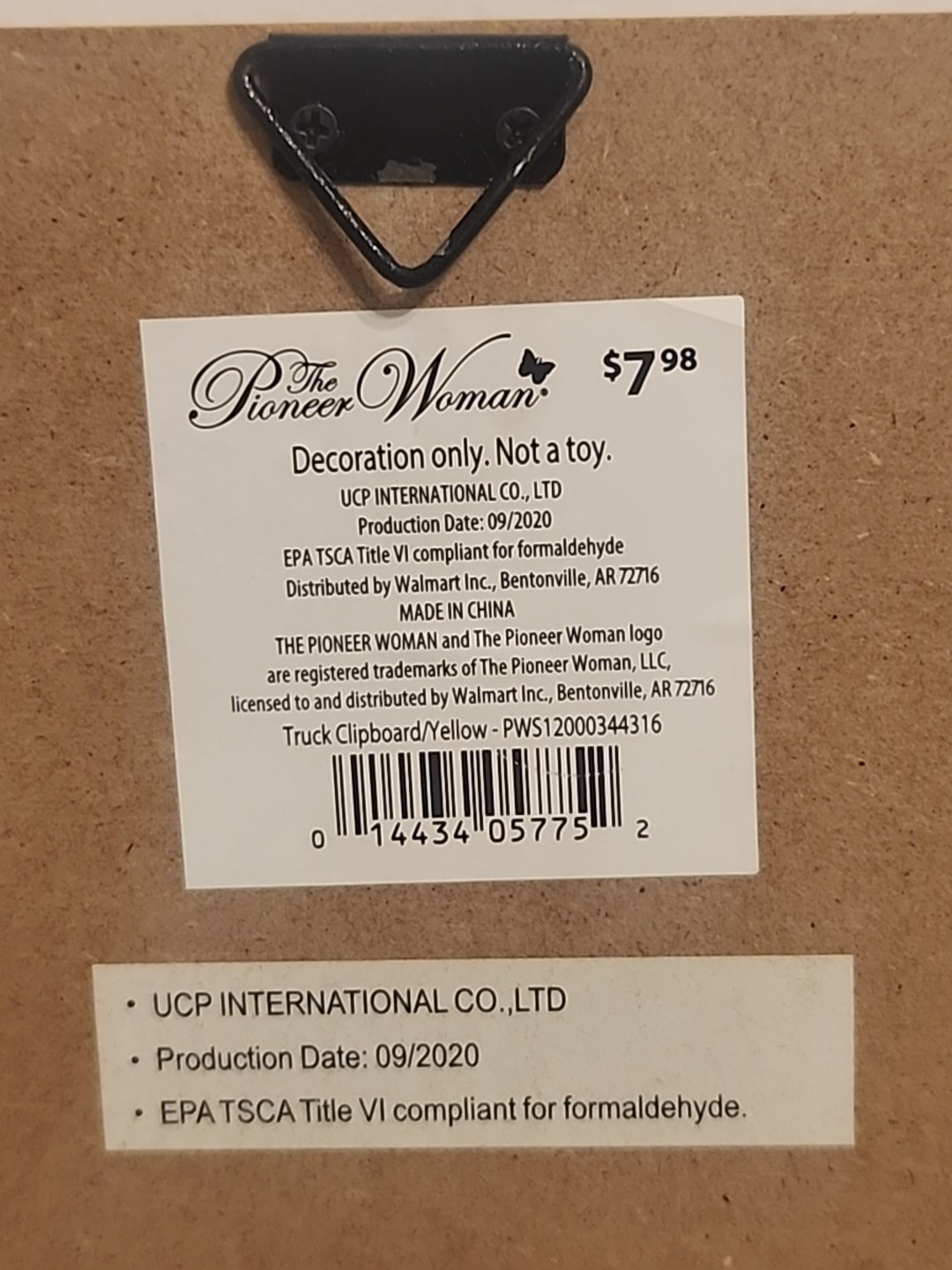 The Pioneer Woman Decorative Yellow Clip Board 10″×12″ freestanding/hanging 2020