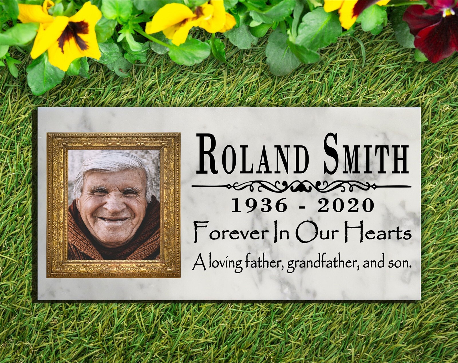 Picture Memorial Stone Loved One Loss Gift Custom Photo Marble Memory Plaque