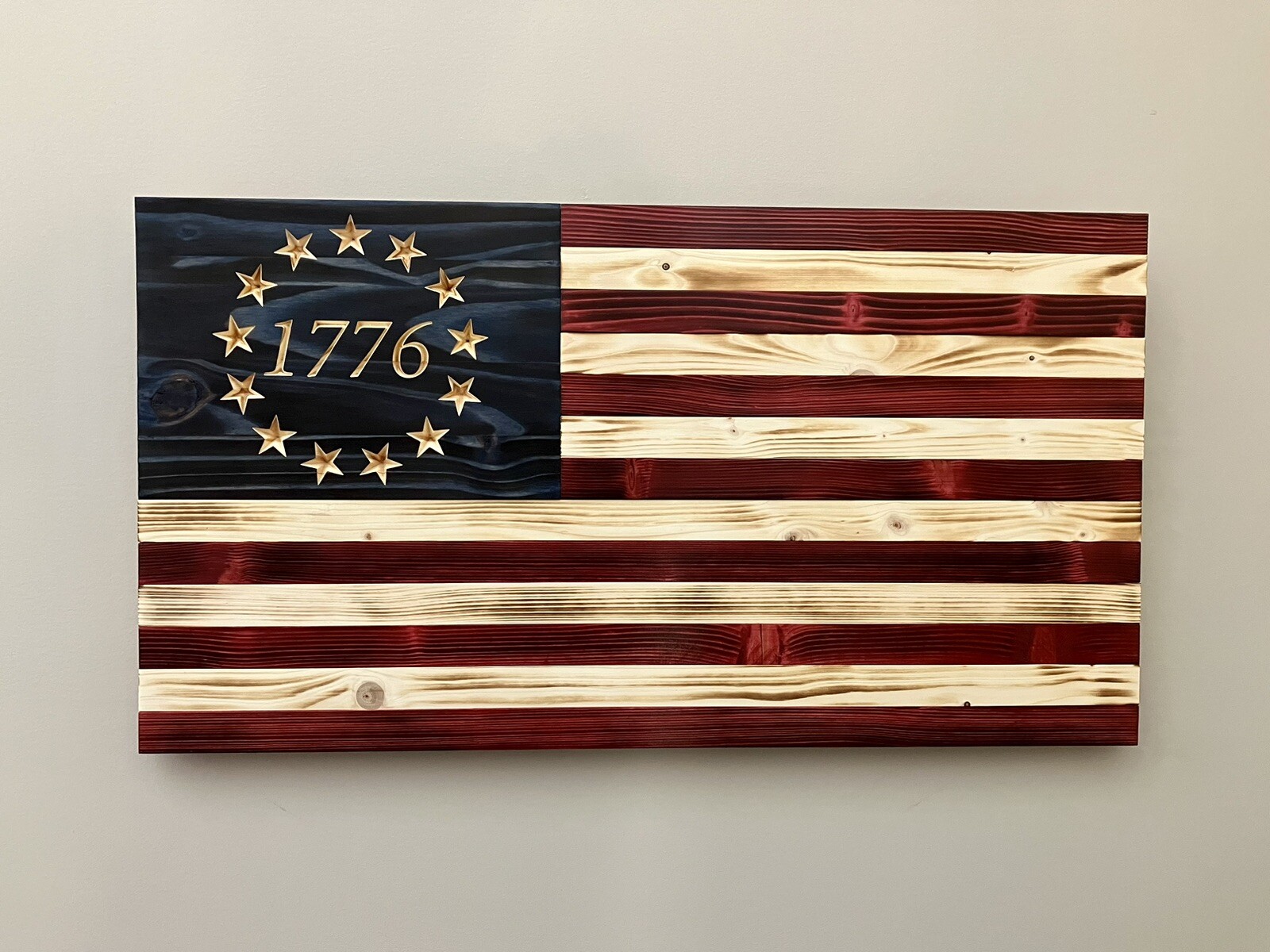 Handmade 1776 Betsy Ross Wooden American Flag by Eagle Wood Flag Company