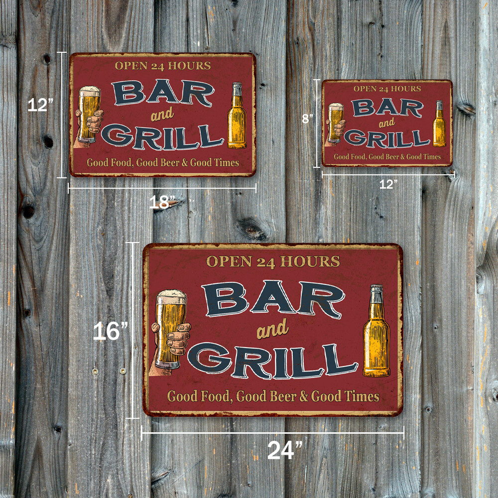 Bar and Grill Beer Pub Décor Man Cave Signs Vintage Metal Sign 8×12 108120068020
