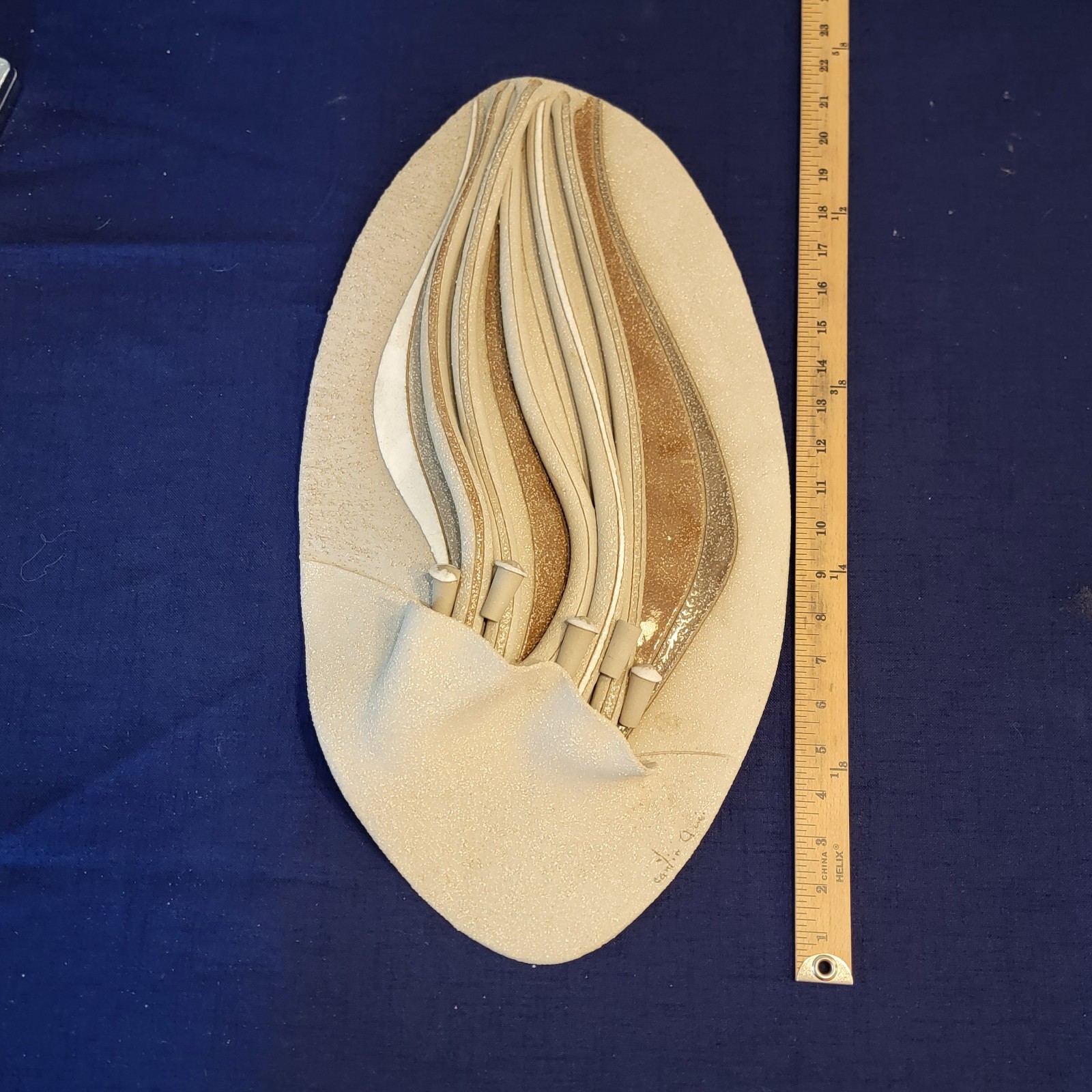 Vintage Signed DENISE CANTIN Pottery Hanging Wall Art Sculpture Abstract Canada