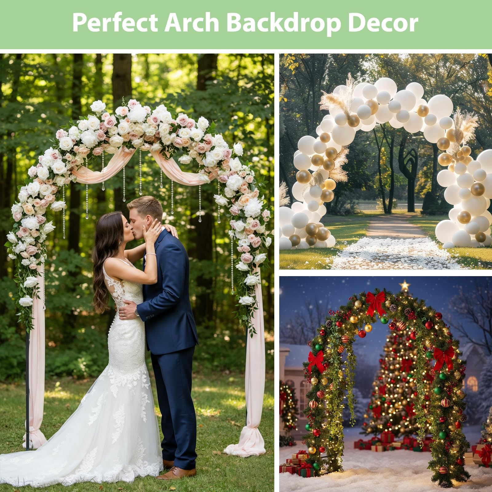 7.8ft Garden Arch Trellis for Climbing Plants Outdoor, Metal Arch Frame Garde…