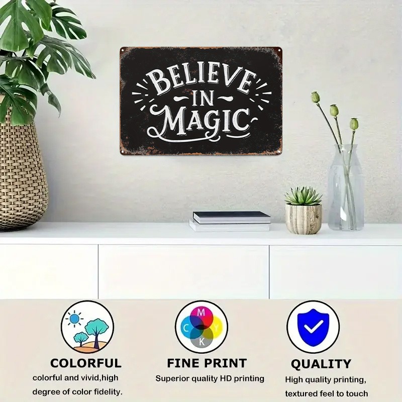 Metal Sign “Believe in Magic” 8X12 Inches Square Wall Art