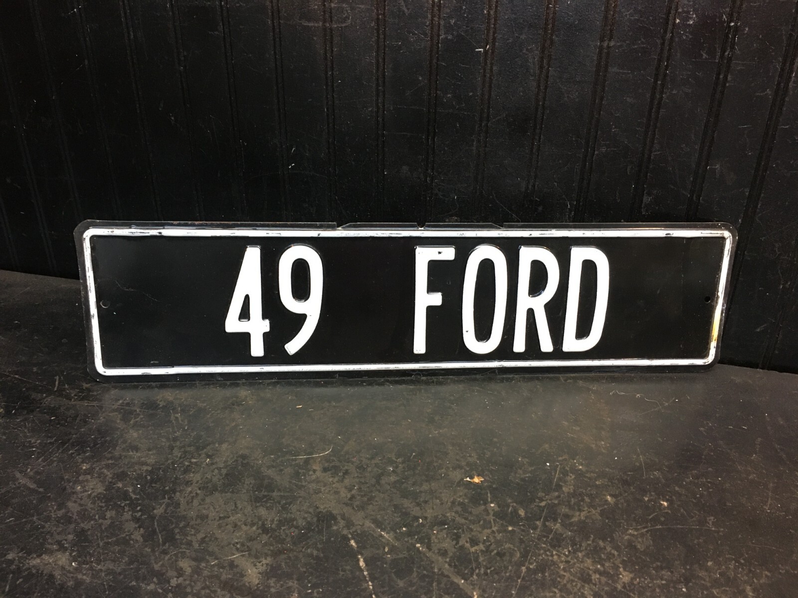 49 Ford Metal Garage Yard Art Sign 24in x 5.5in License Plate