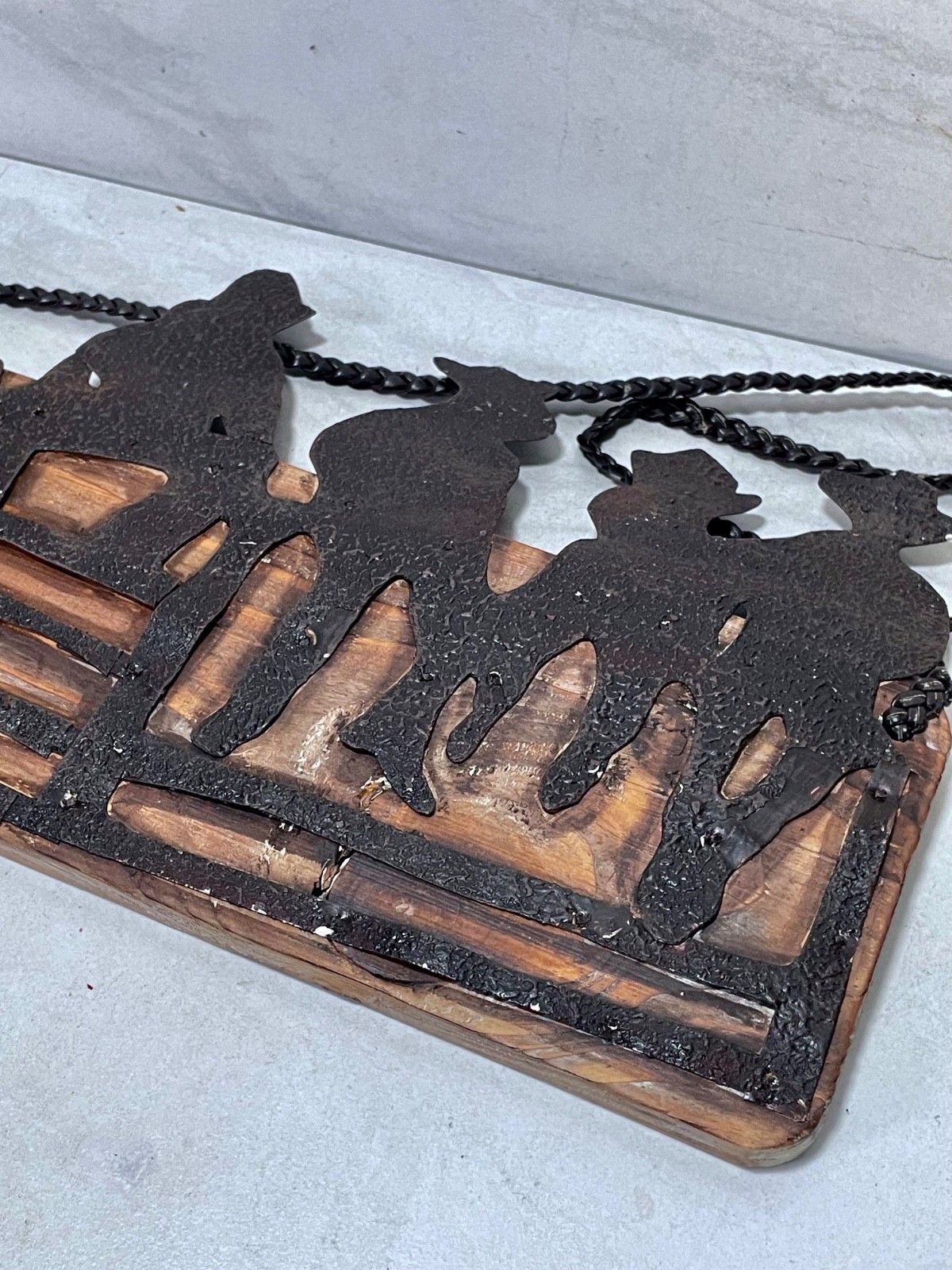 Rustic Western Metal Cowboy Silhouette Wall Decor – Cowboys on Fence Home Art