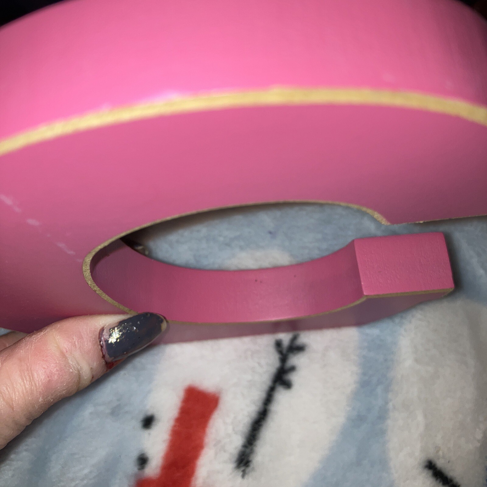 Girl’s Wooden C, Pink W/Gold Around The Edge, Hang Or Stand Up