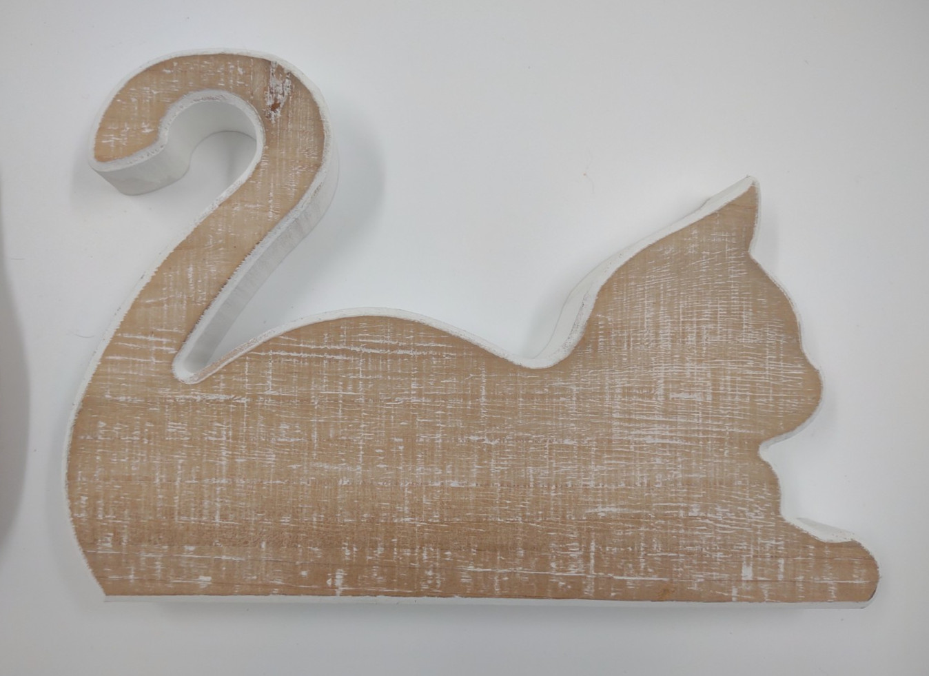 Set of 2 laser cut MDF wooden white freestanding cat silhouette table decor