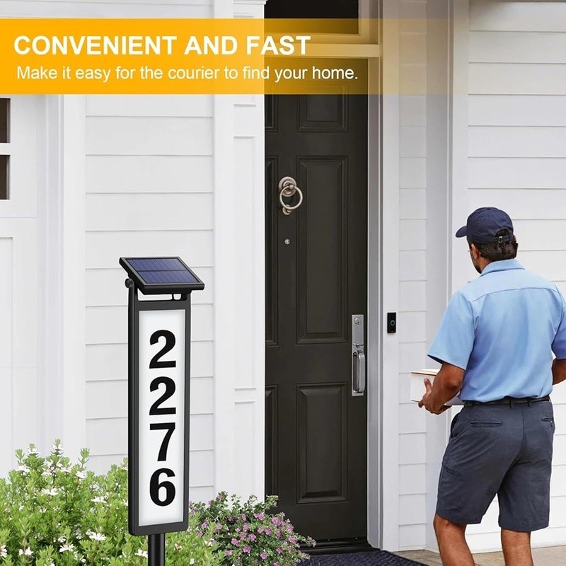 Solar Address Sign Waterproof LED Number Light Outdoor Display Night Visibility