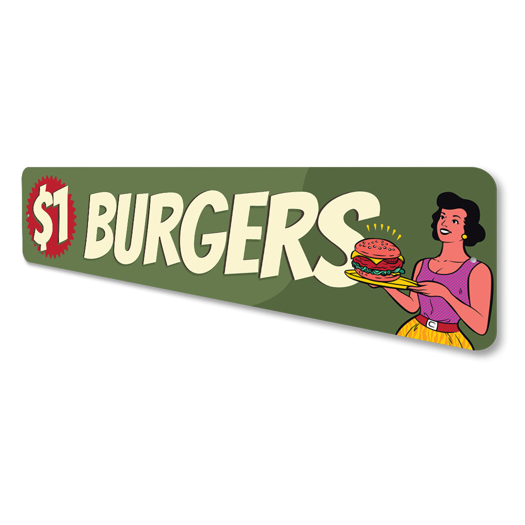 $1 Burgers Metal Sign