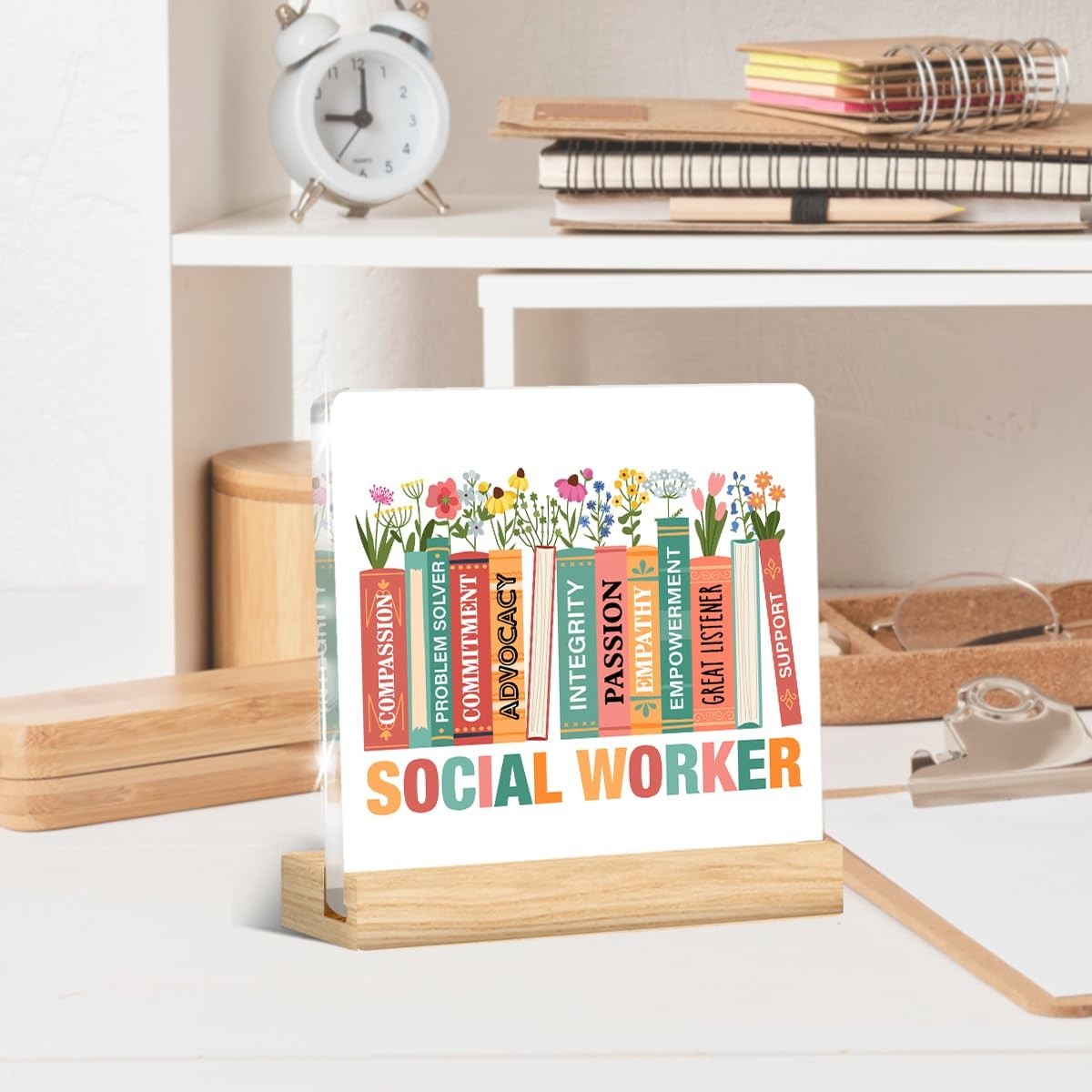 Social Worker Appreciation Gifts – Acrylic Desk Plaque, Graduation Decor, Home O