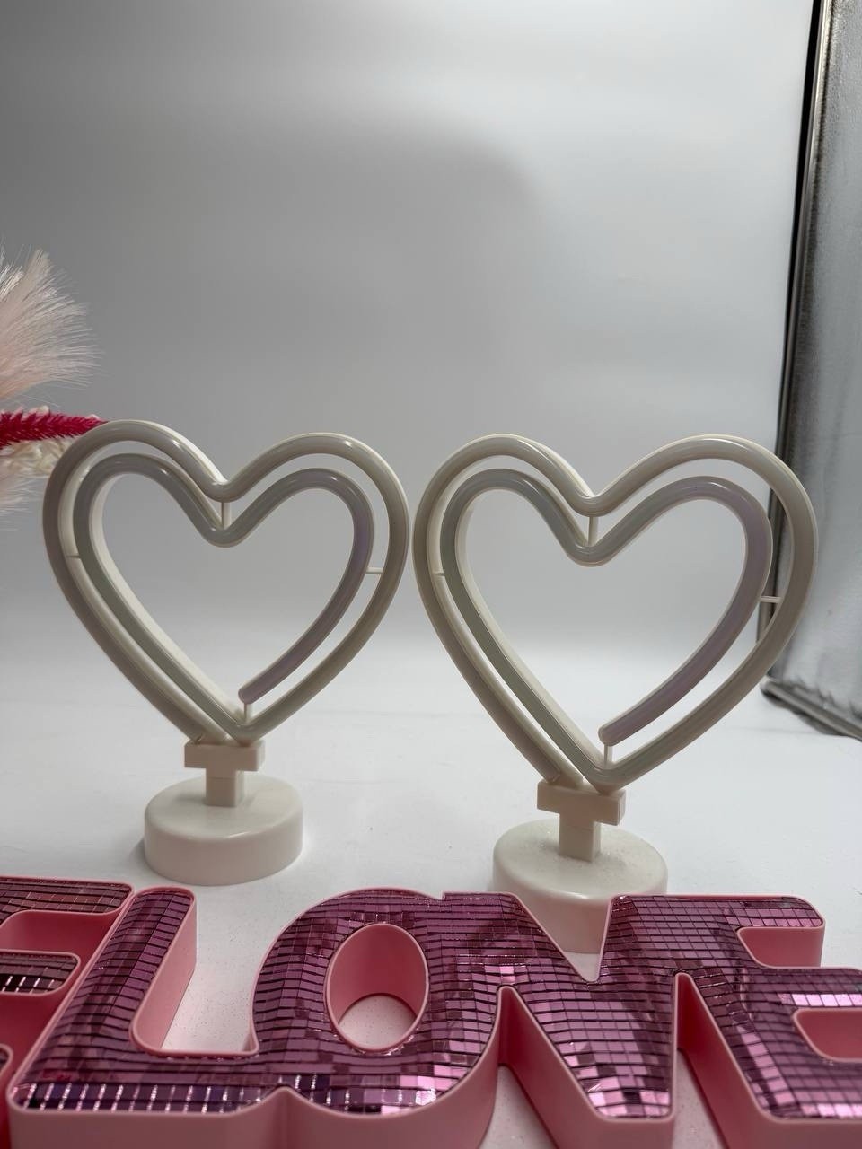LED Heart Light Decor Set LOVE Sign Vase Valentine Romantic Lot