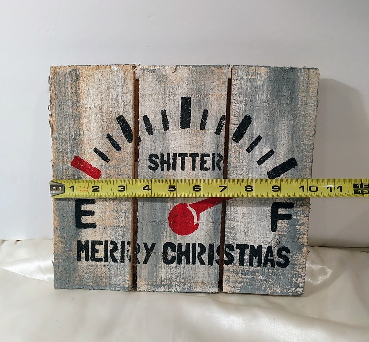 SH!TTER FULL Rustic Gray Stencil Bathroom Sign Wood Standing Christmas Vacation