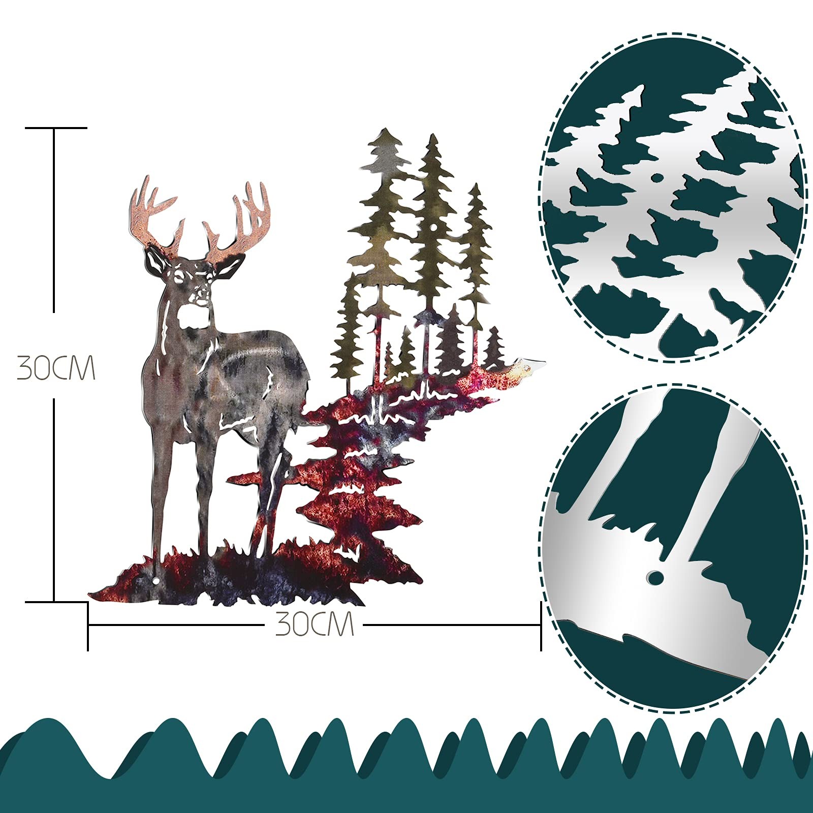 Forest Tree Deer Wall Art Metal Rustic Hunting Decor for Living Room Bedroom …