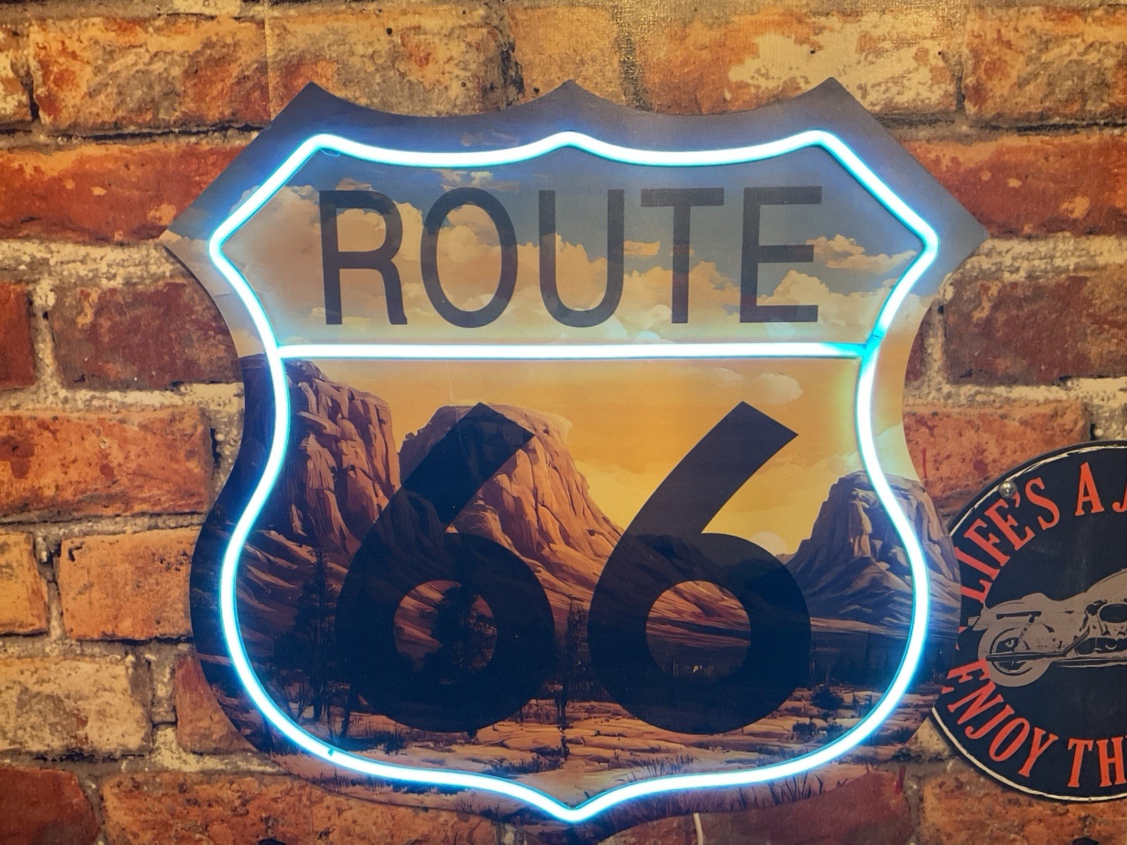 16″ Historic “RT 66” Neon USB Powered Hanging Wall Plaque…Ships Free!
