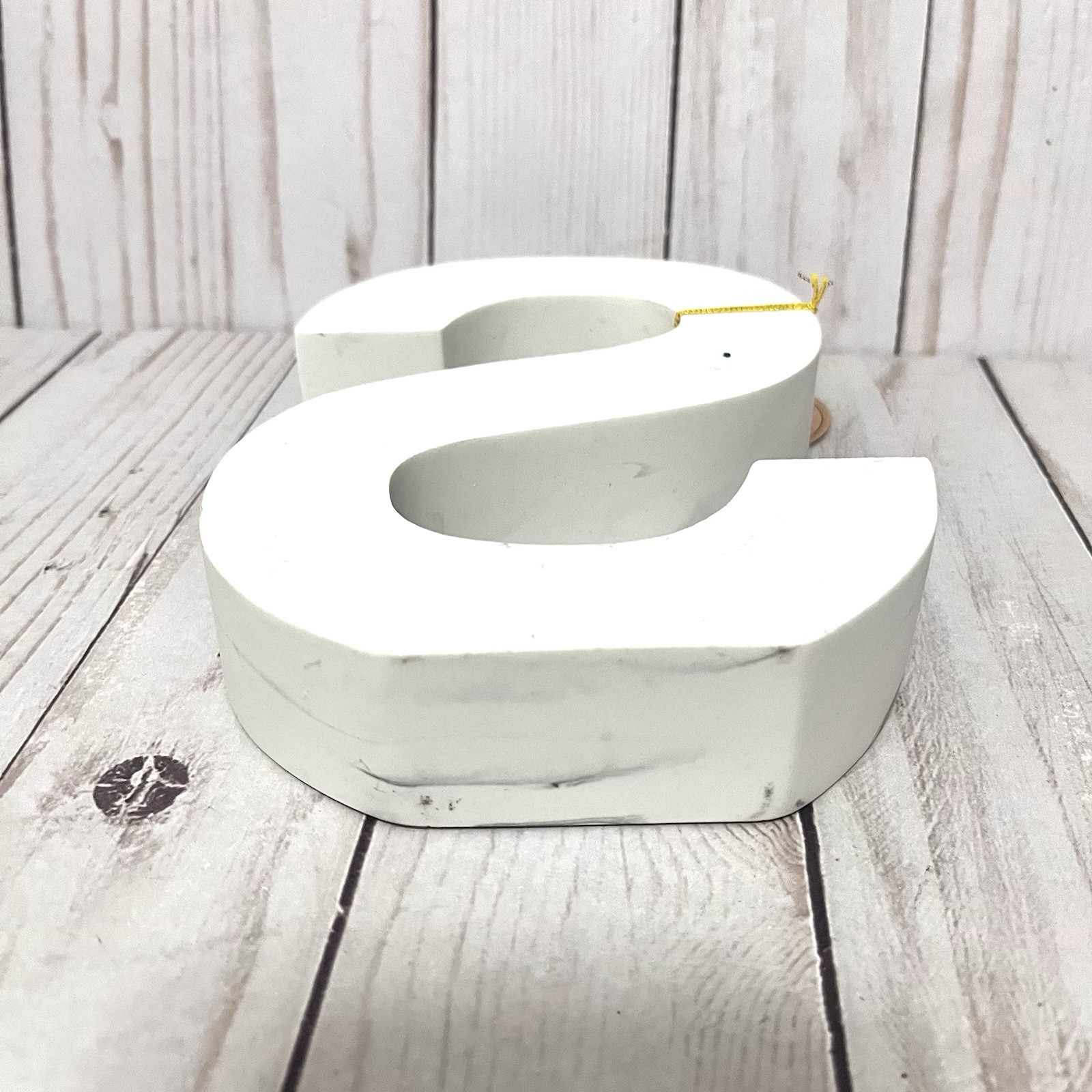 Marble Monogram Letter “S” Home Office Decor Gray & White NEW!!