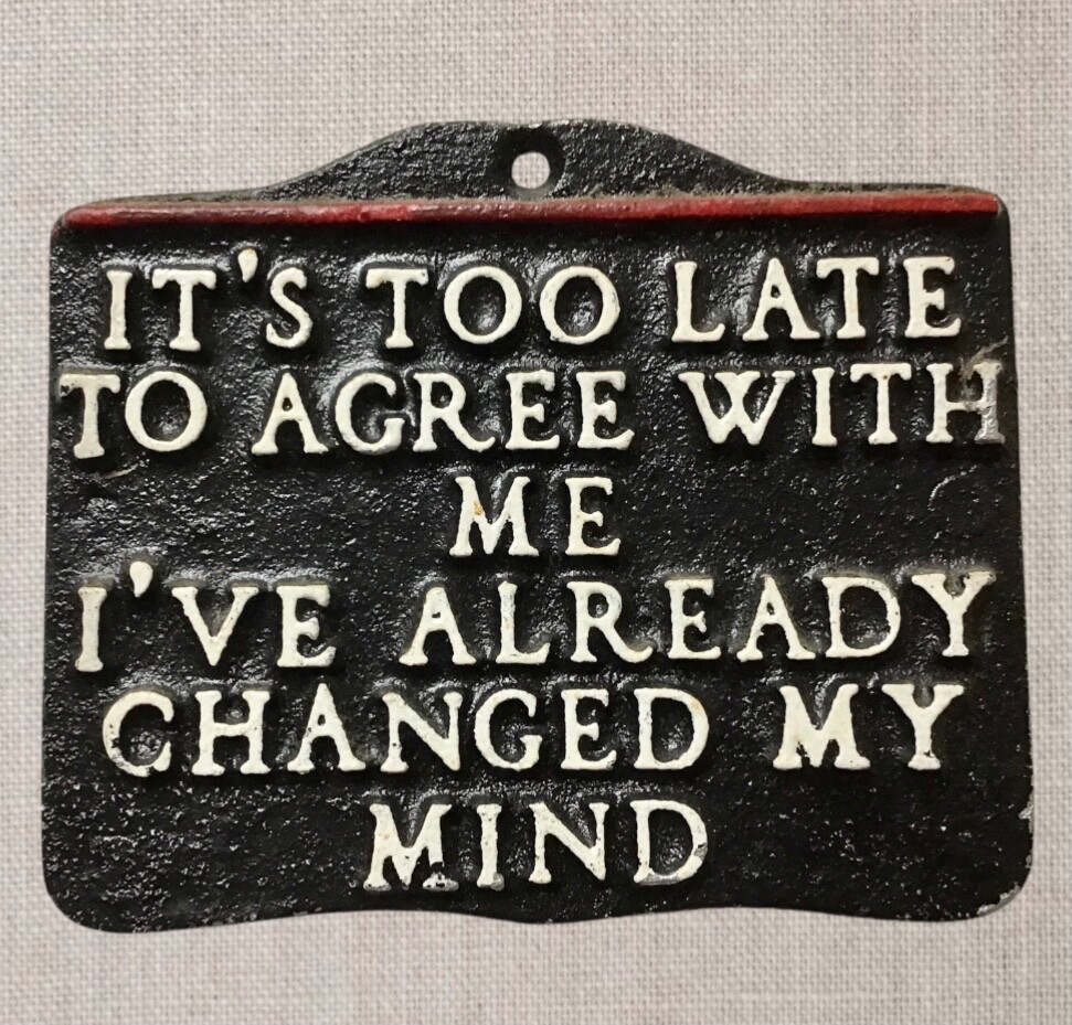 Vintage Retro Wall Plaque Cast Aluminum Funny Humorous Saying Quote Women Mind