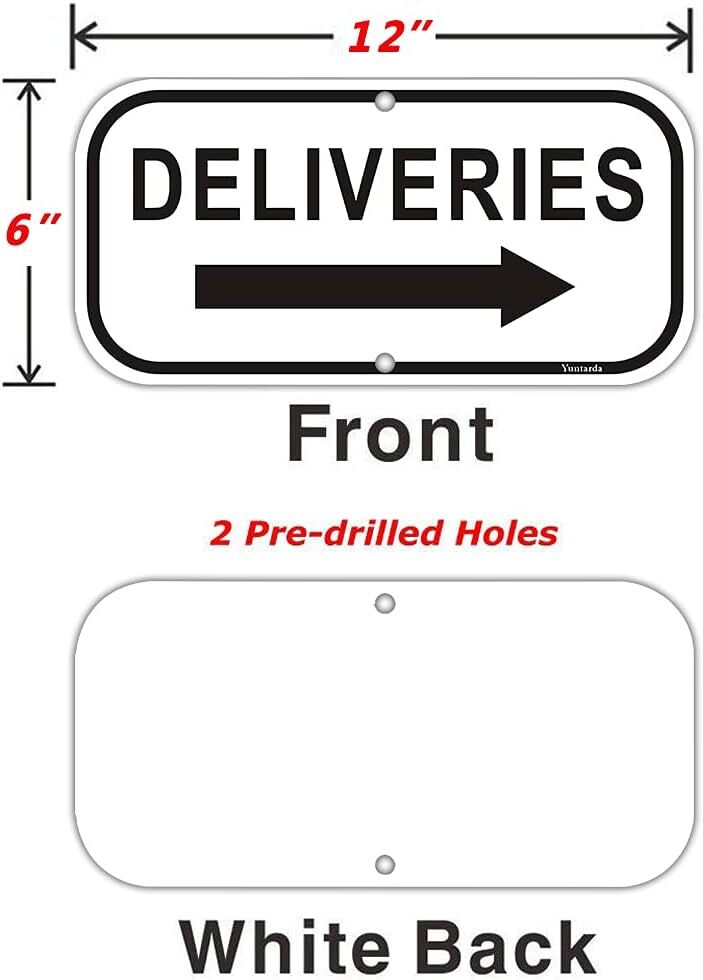 2pack Deliveries With Arrow Right Deliveries Sign 12x6 Rust Free 40mil Aluminu