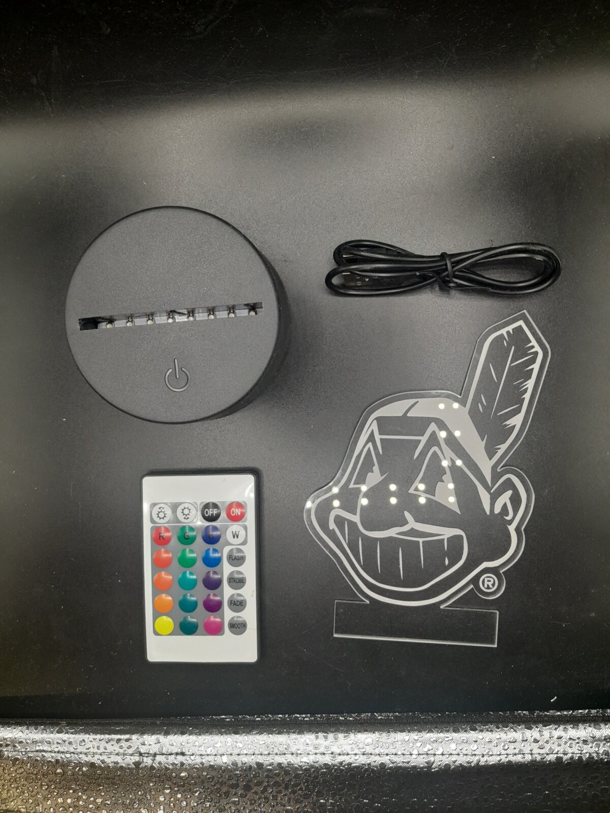 Edge Lit Tabletop Sign, Multi-Colored LED, New Cleveland Indians Night Light