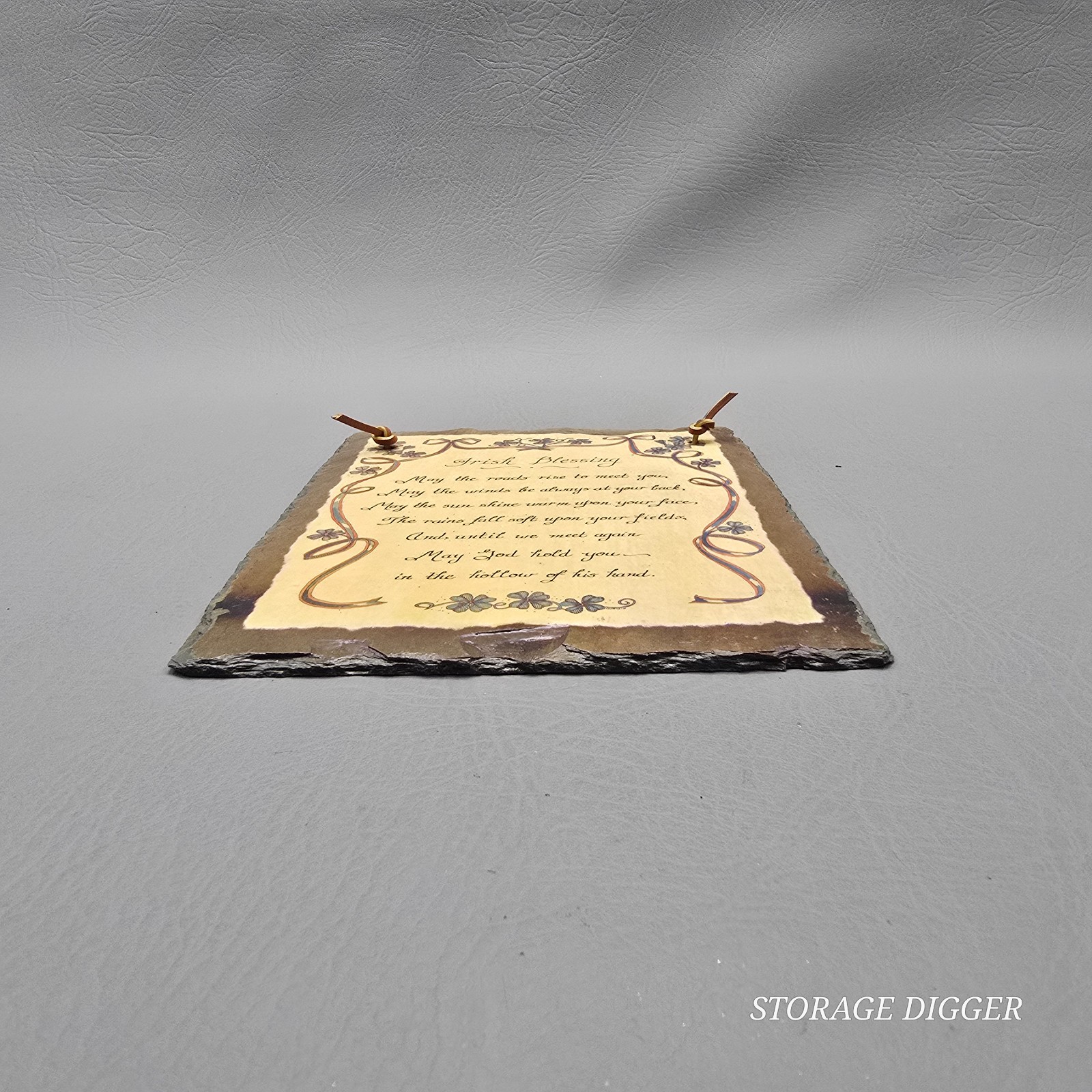 Vintage Irish Blessing Art Print on Stone Base Hanging Wall Plaque 8.75″x6.75″