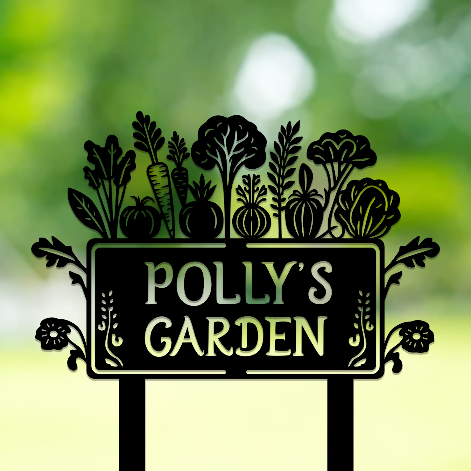 Personalized Garden Sign, Custom Steel Vegetable Garden Stake, Gardener Gift