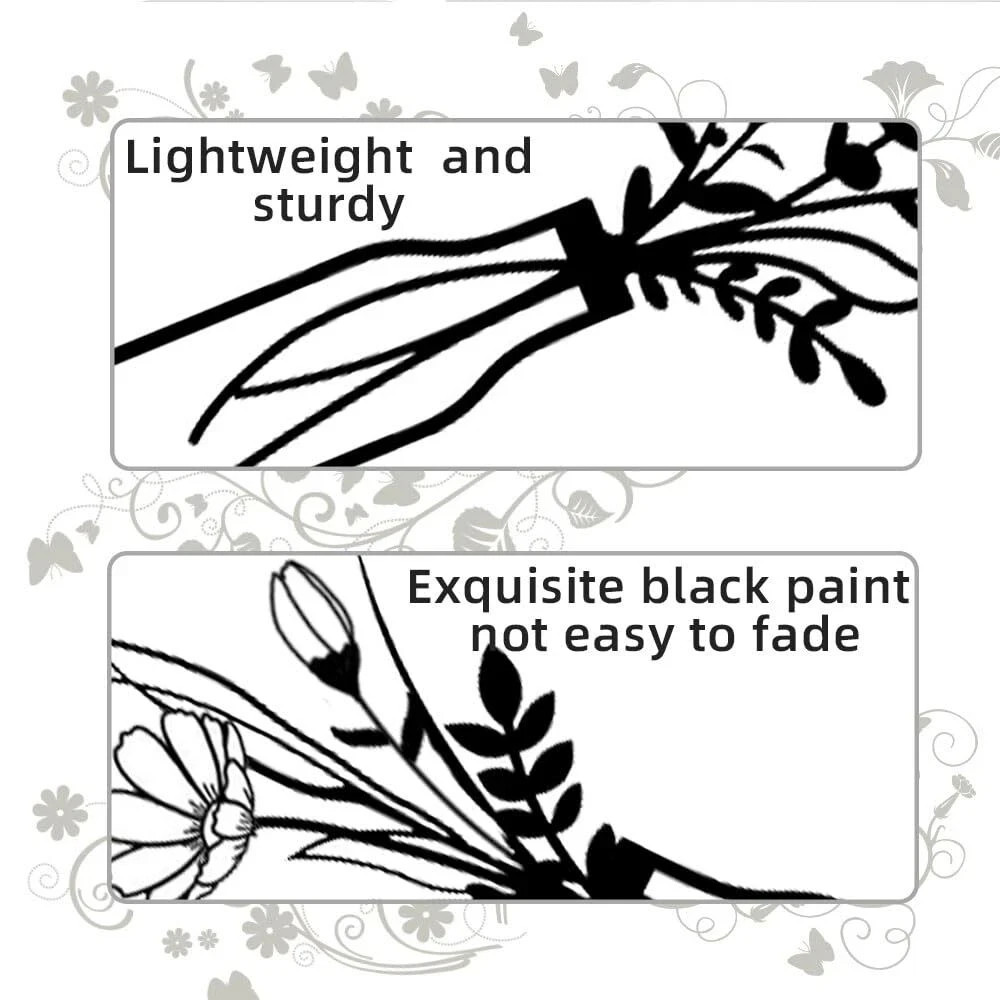 3 Pieces Black Metal Flowers Wall Decor Metal Wall Art Metal Minimalist Wall …