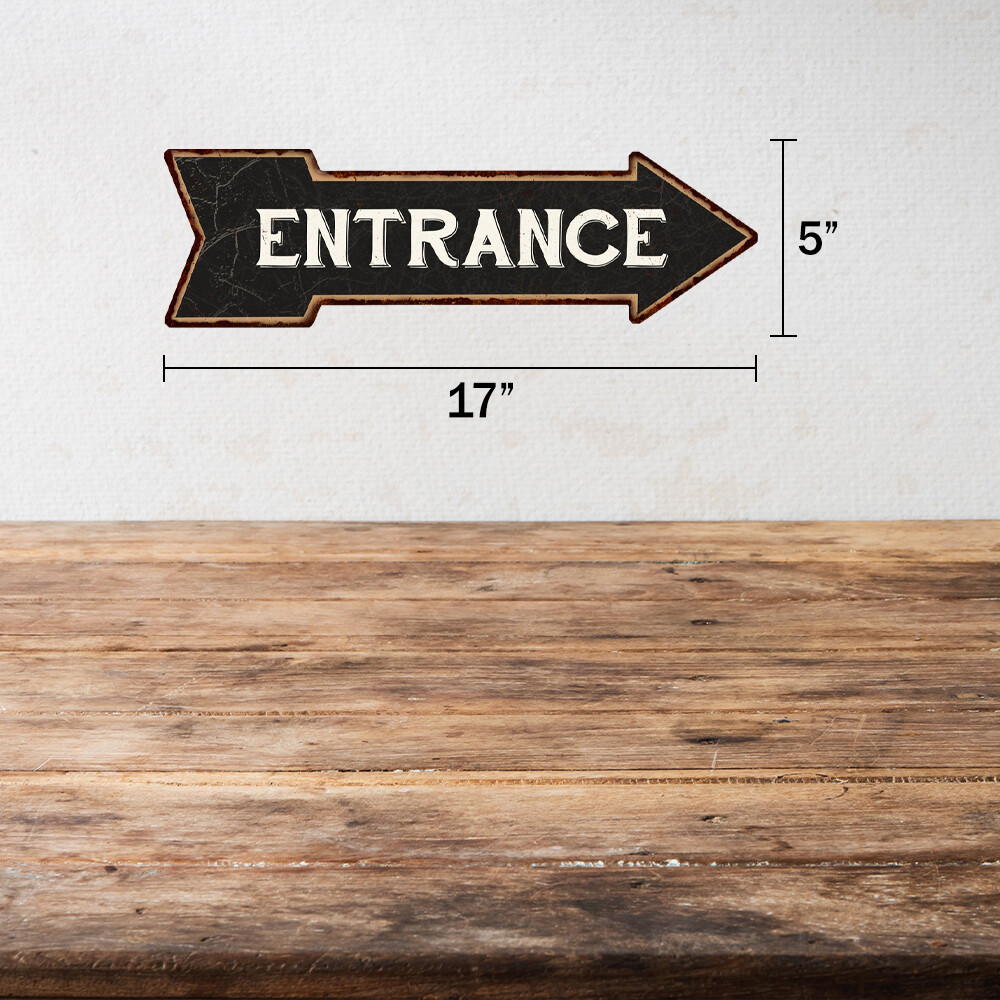 Entrance Black Rt Arrow Vintage Looking Metal Sign 5×17 205170003004