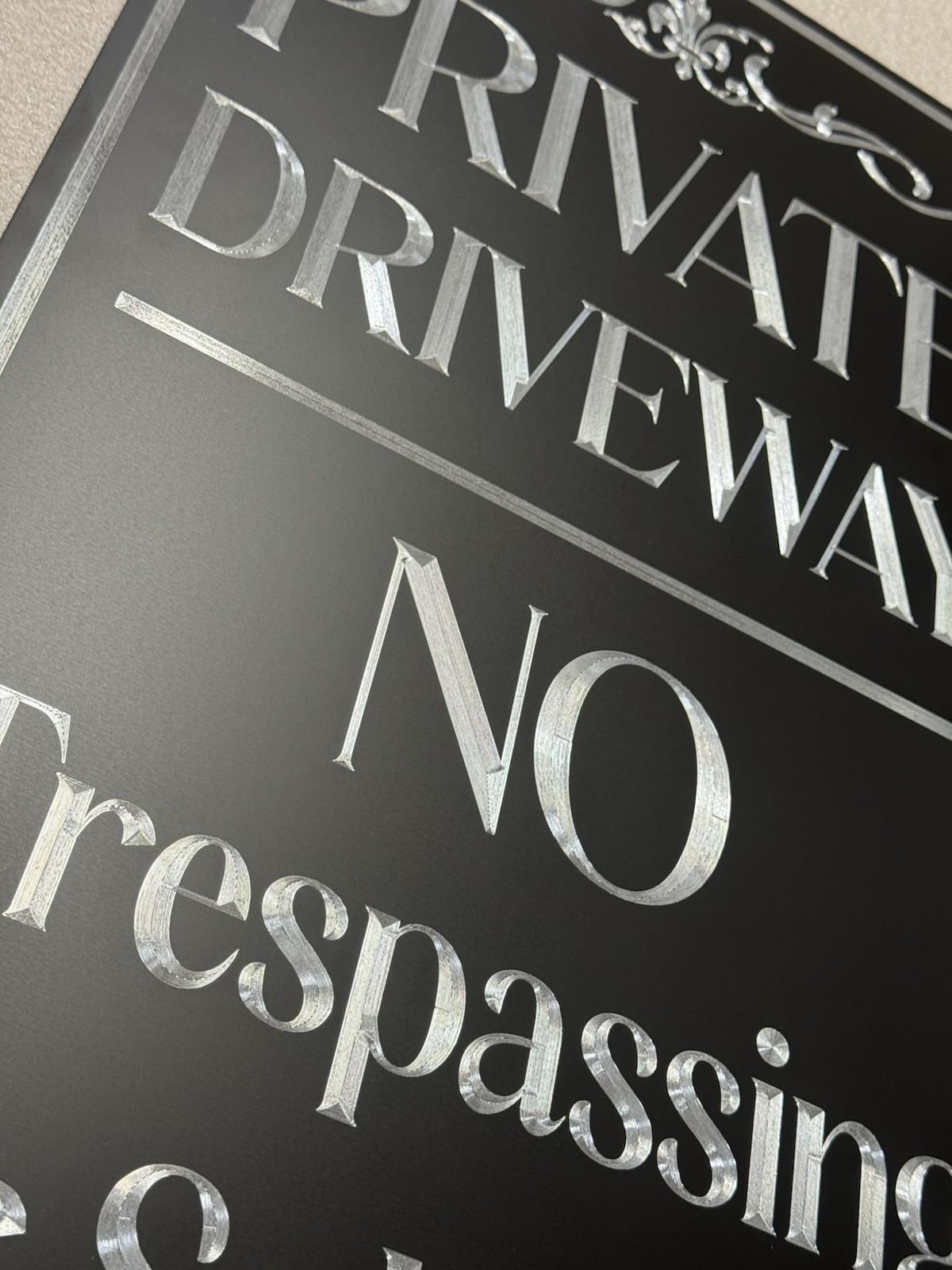 Reflective Diamond Engraved Private Driveway No Trespassing Metal Sign 14×24