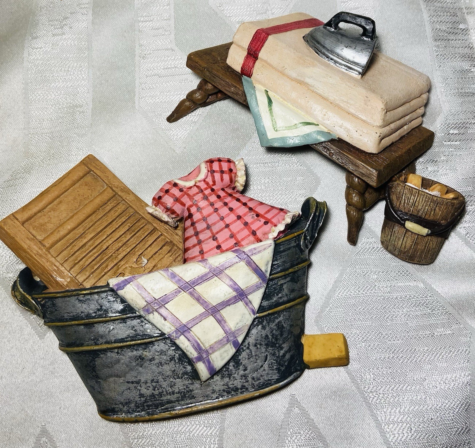Vintage Laundry Room Wall Decor Set Wash Tub & Ironing Board Plaques Farmhouse