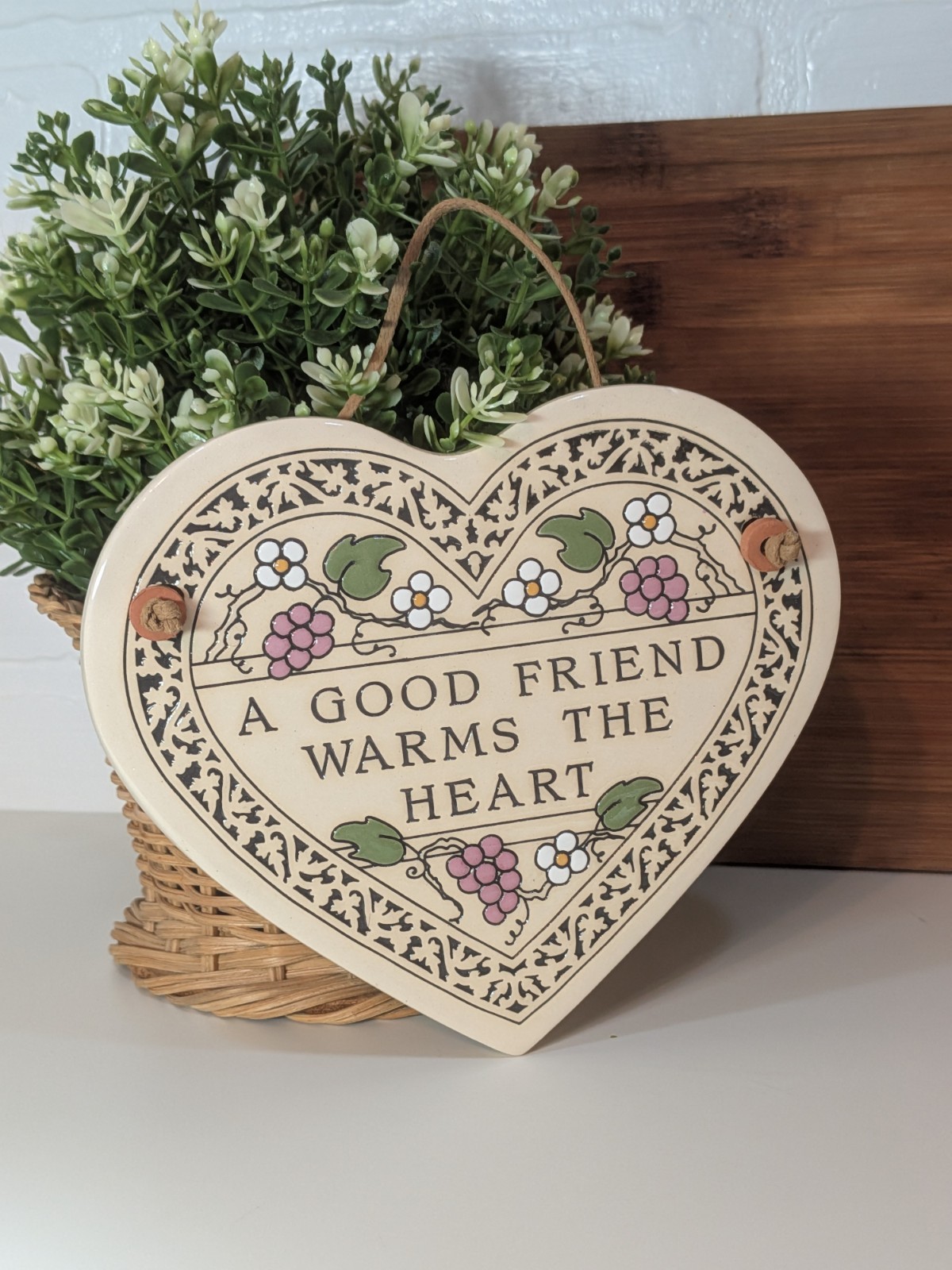 Friendship Heart Handcrafted Ceramic Hanging Plaque