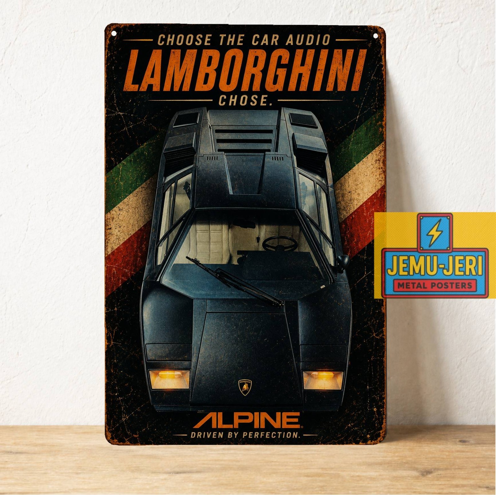 Vintage Countach Alpine Audio Tin Sign Retro Supercar Metal Poster 20X30cm