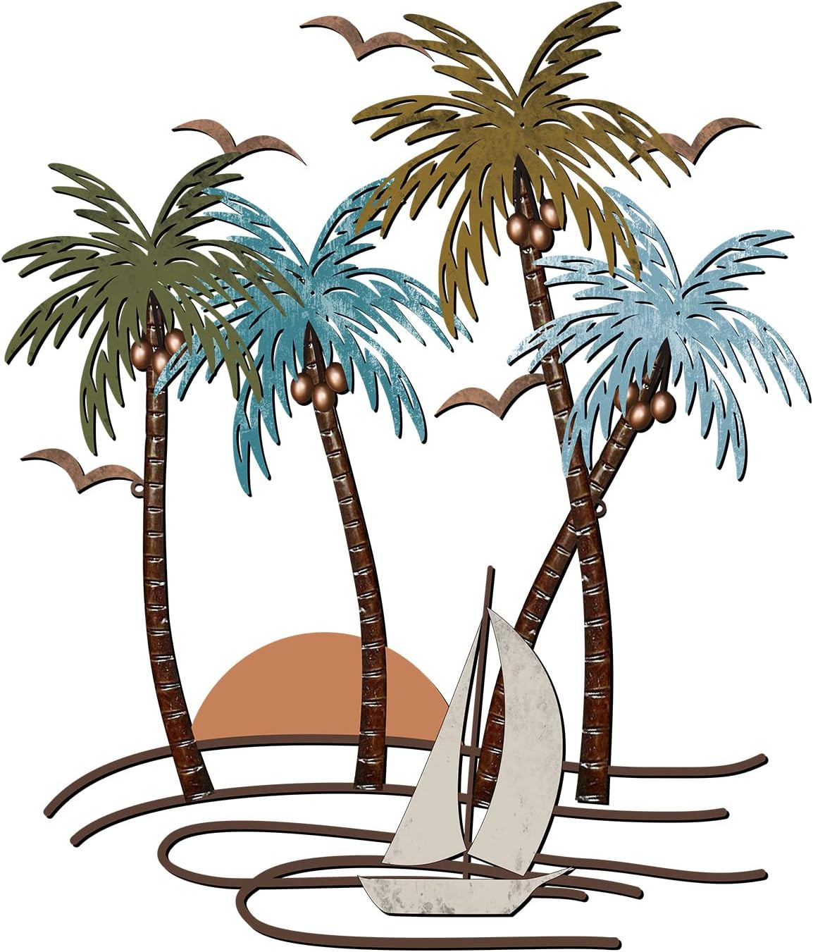 Coastal Metal Wall Art Palm Tree Metal Wall Art Outdoor Beach Bathroom Decor Tro