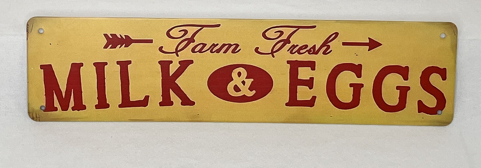 Farm Fresh Milk & Eggs Tin Yellow Sign