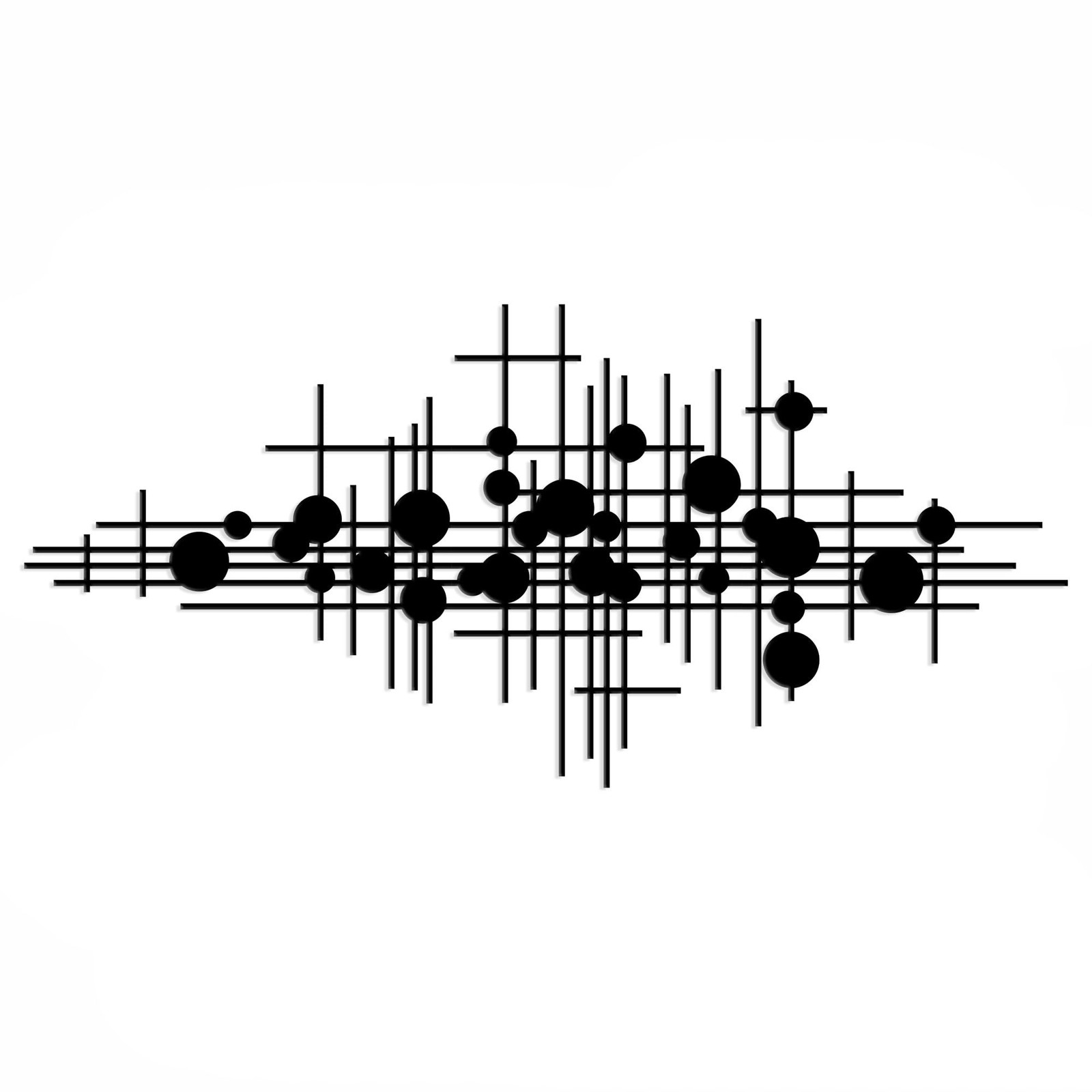 Rajukit Modern Geometric Abstract Metal Wall Art – Black Wall Decor – Large Meta