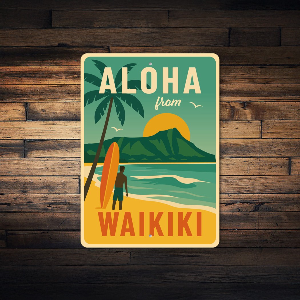 Aloha From Waikiki Hawaii Surf Sign
