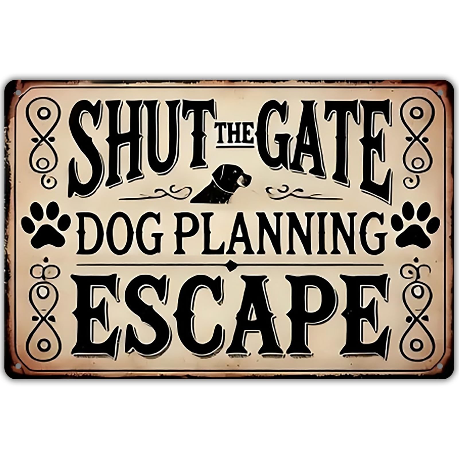 Keep Gate Closed Dog Metal Tin Sign 8×12 Funny Pet Warning Wall Decor Gift