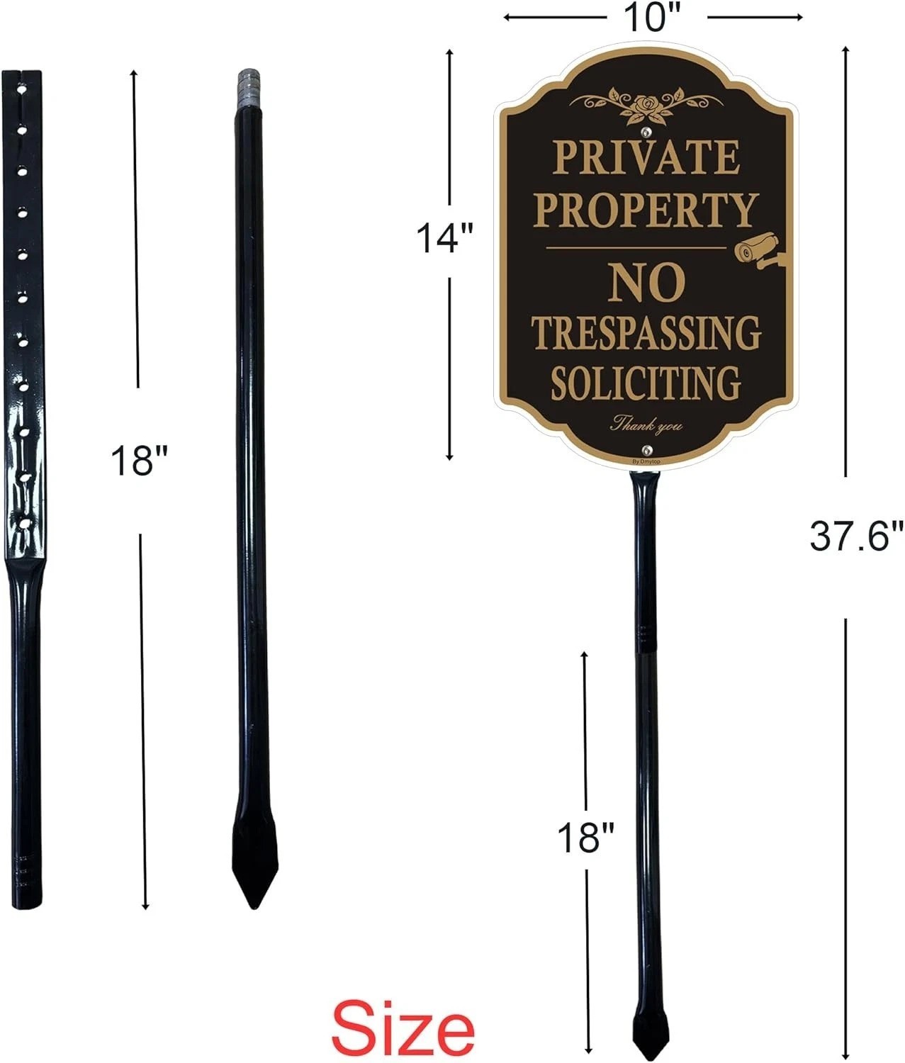 Private Property No Trespassing Signs with 36-inch Metal Stakes, 14 x 10 inch…