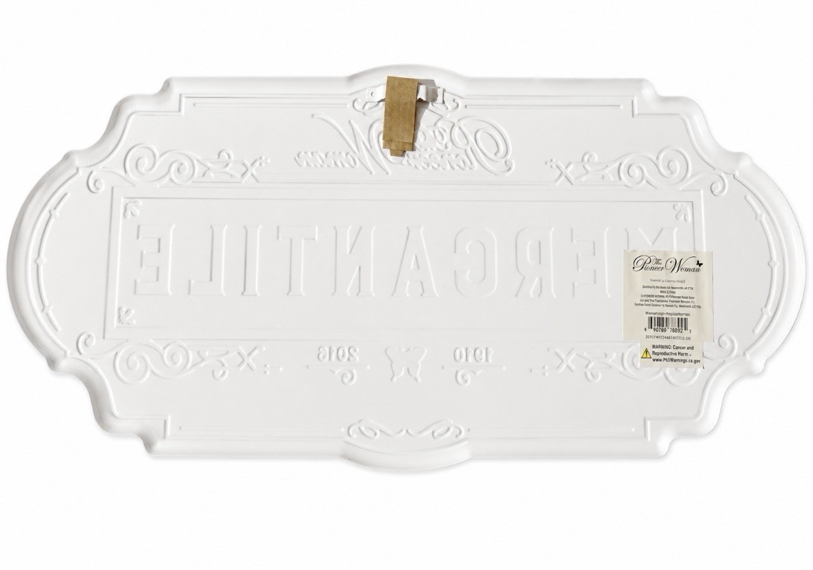 The Pioneer Woman Mercantile Metal Hanging Wall Sign White/Black 23×11.5″